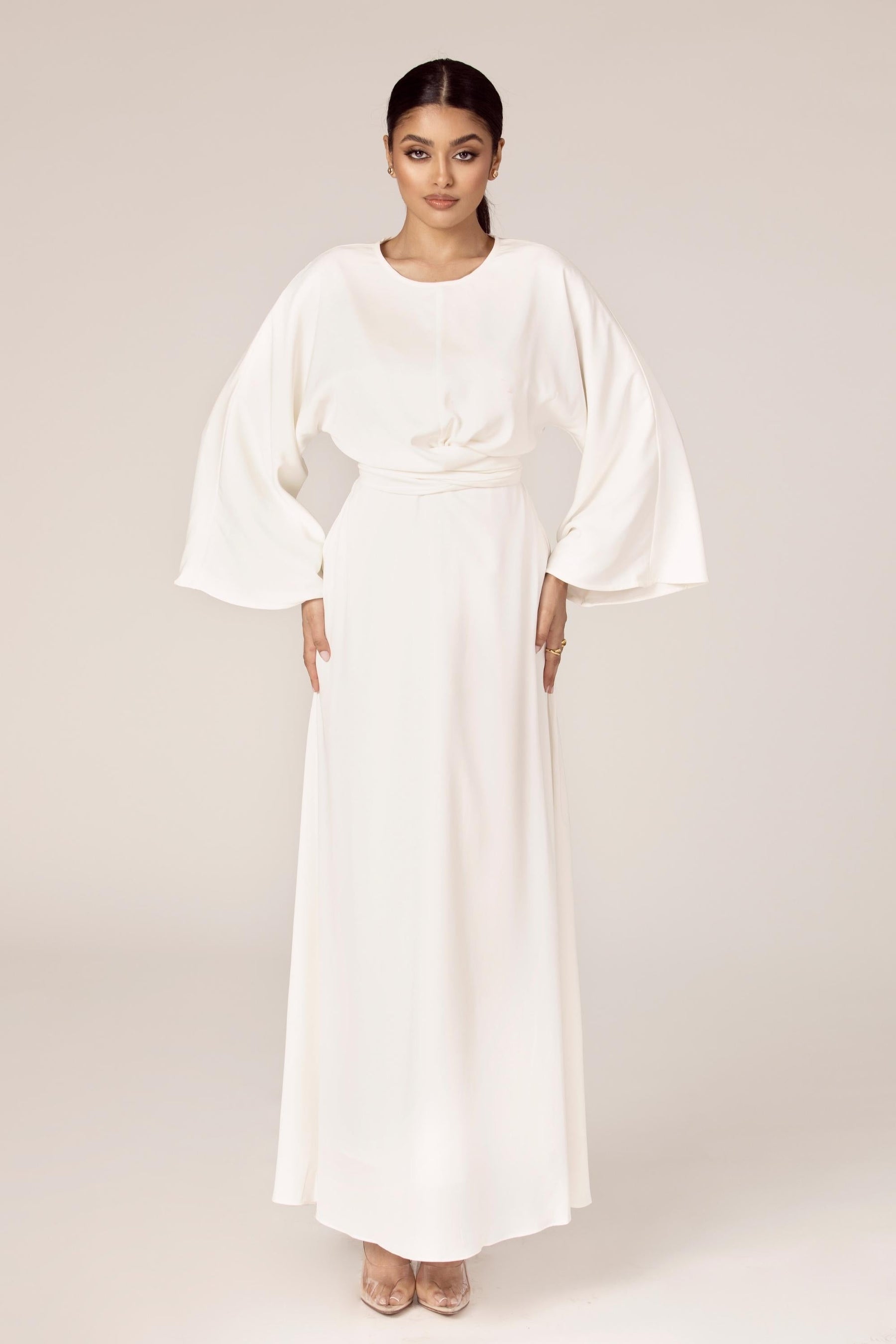 Mina Wrap Waist Maxi Dress - White